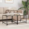 vidaXL Coffee Tables with Black Glass Top 2 pcs 50x50x40 cm Steel