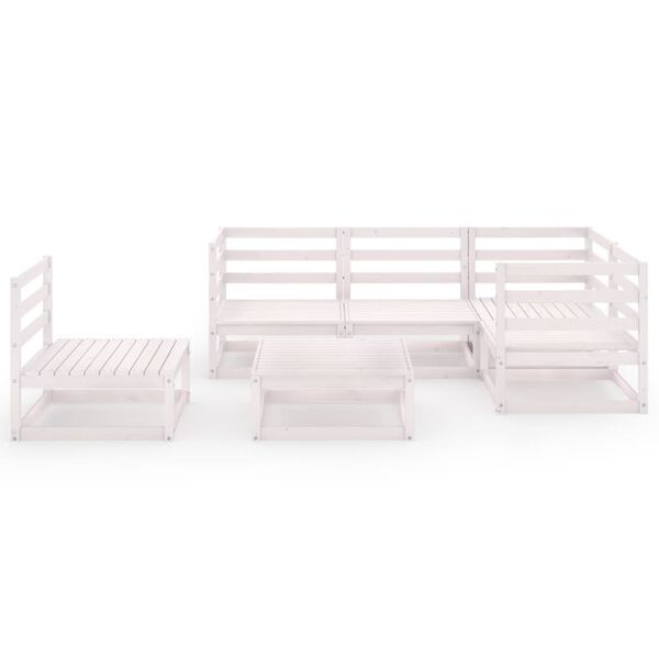 vidaXL 6 Piece Garden Lounge Set White Solid Pinewood