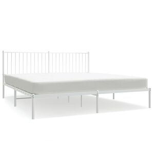 vidaXL Metal Bed Frame without Mattress with Headboard White 183x213cm