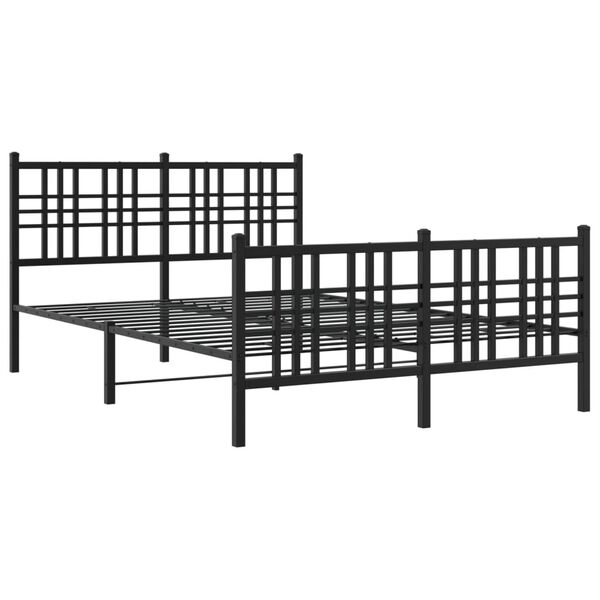 vidaXL Metal Bed Frame without Mattress with Footboard Black 140x190cm