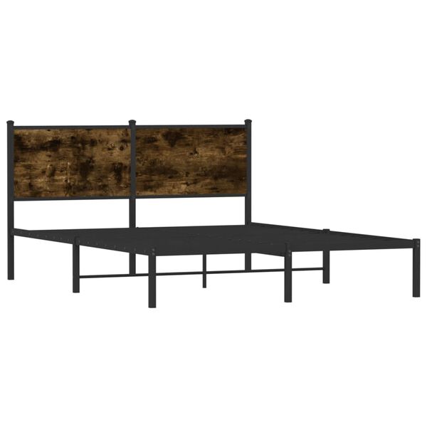 vidaXL Metal Bed Frame without Mattress Smoked Oak 140x200 cm