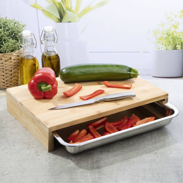 HI Cutting Board with Tray 38x27x7 cm Bamboo