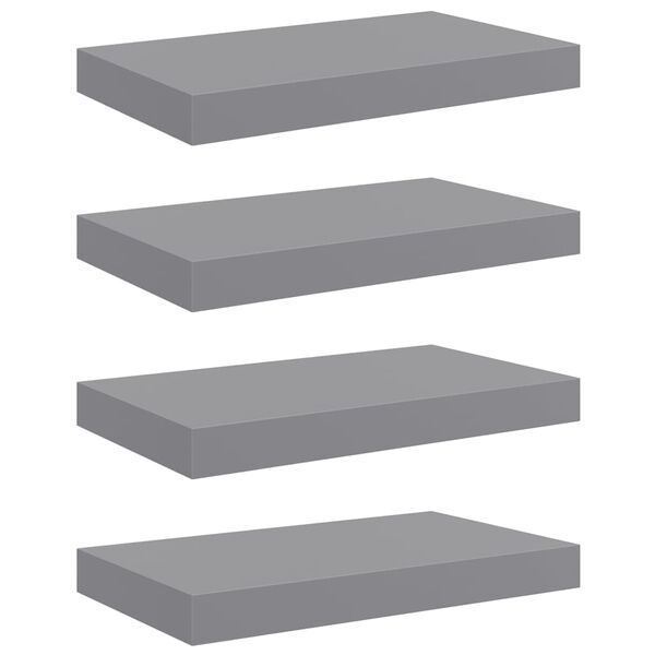 vidaXL Floating Wall Shelves 4 pcs Grey 40x23x3.8 cm MDF