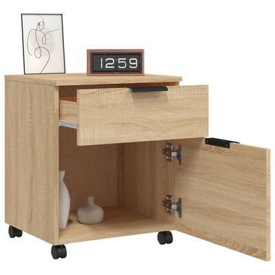 vidaXL Mobile File Cabinet with Wheels Sonoma Oak 45x38x54 cm Engineered Wood