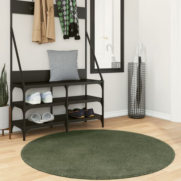 vidaXL Rug HUARTE Short Pile Soft and Washable Forest Green &Oslash; 120 cm