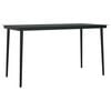 vidaXL Garden Dining Table | Black | Powder-coated steel, Tempered glass | Large