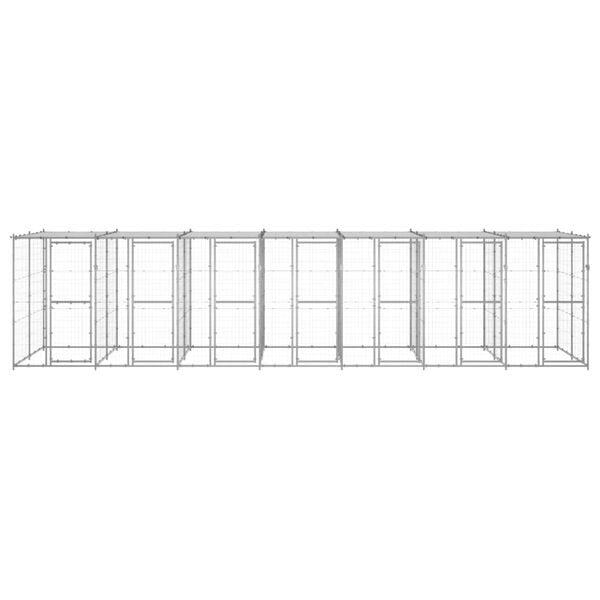 vidaXL Outdoor Dog Kennel Galvanised Steel with Roof 16.94 m&sup2;