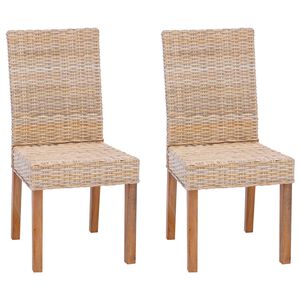 vidaXL Dining Chair 2 pcs Natural 45 x 54 x 93 cm Solid Mahogany Wood