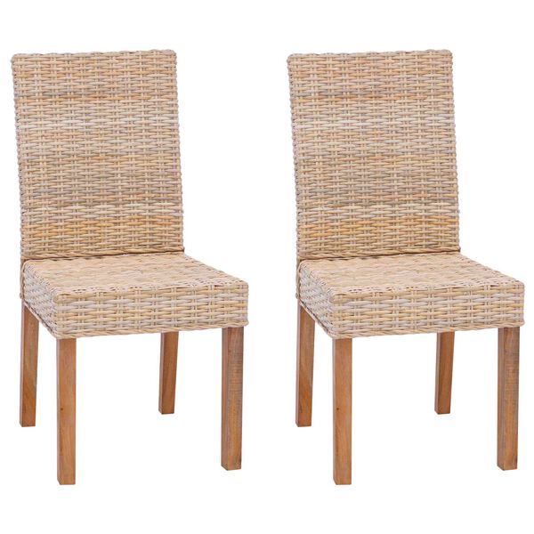 vidaXL Dining Chair 2 pcs Natural 45 x 54 x 93 cm Solid Mahogany Wood