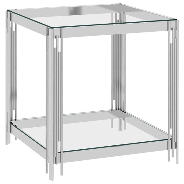 vidaXL Coffee Table Silver 55x55x55 cm Stainless Steel and Glass