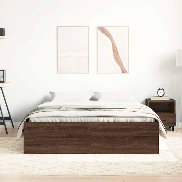 vidaXL Bed Frame without Mattress Brown Oak 150x200 cm King Size King Size
