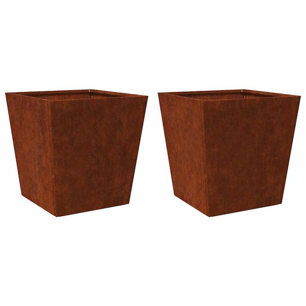vidaXL Garden Planters 2 pcs 50x50x50 cm Weathering Steel