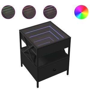 vidaXL Coffee Table with Infinity LED Black 40x40x51 cm