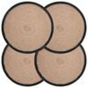 vidaXL Jute Placemets 4 pcs Natural and Black 100% Tossa Jute