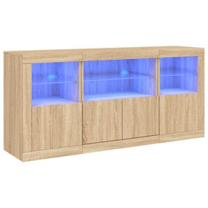 vidaXL Sideboard with LED Lights Sonoma Oak 142.5x37x67 cm