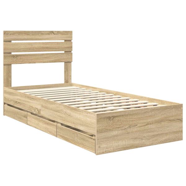 vidaXL Bed Frame with Drawer Sonoma Oak 90 x 200 cm Engineer Wood