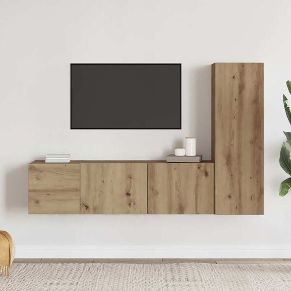 vidaXL Wall Mounted TV cabinets 3 pcs Artisan Oak Engineered Wood