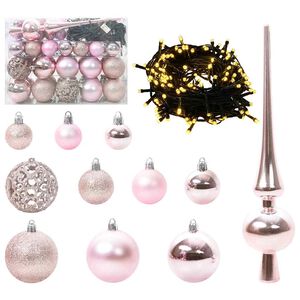 vidaXL Christmas Bauble Set 61 pcs 150 LEDs Warm White &Oslash; 6 cm