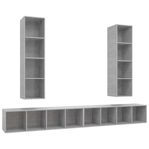 vidaXL Wall-mounted TV Cabinets 4 pcs Concrete Grey Engineered Wood