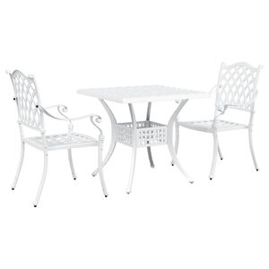 vidaXL Garden Table Set 3 pcs White Cast Aluminium