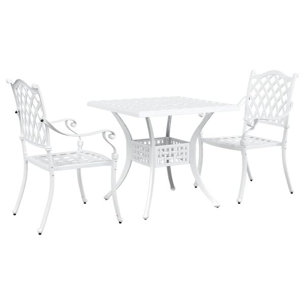 vidaXL Garden Table Set 3 pcs White Cast Aluminium