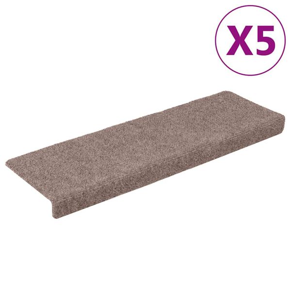 vidaXL Stair Mats Self-adhesive 5 pcs 65x21x4 cm Cream Rectangular Edge