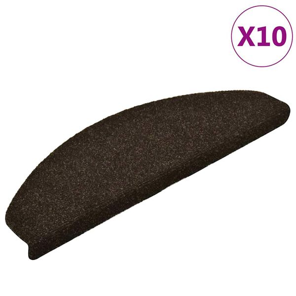 vidaXL Stair Mats Self-adhesive 10 pcs 65x21x4 cm Dark Brown Half Round Large