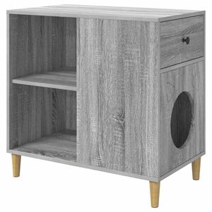 vidaXL Cat House Grey Sonoma 72 x 42.5 x 70 cm Engineered Wood