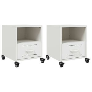 vidaXL Bedside Cabinets 2 pcs White 36x39x43.5 cm Steel