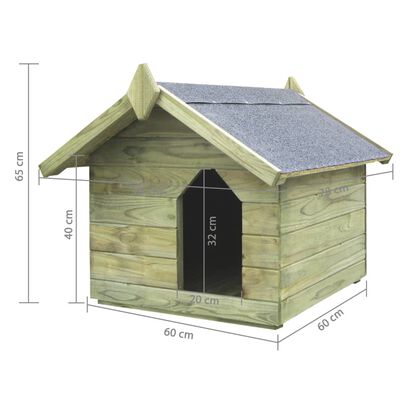 vidaXL Garden Dog House with Opening Roof Impregnated Pinewood