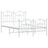 vidaXL Metal Bed Frame without Mattress with Footboard White 120x200cm
