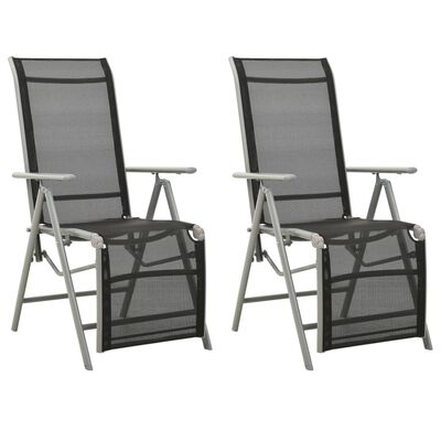 Vidaxl Reclining Garden Chairs 2 Pcs, Aluminium Reclining Folding Chair With Footrest