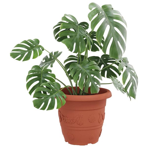 vidaXL Round Flower Pot 6 pcs Brick Red &Oslash; 34 x 28 cm Plastic