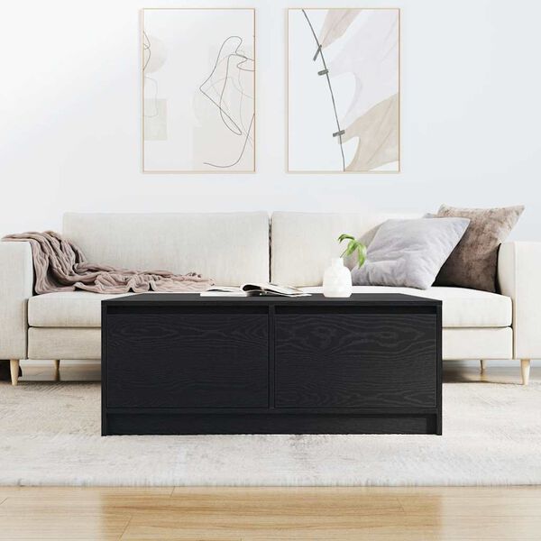 vidaXL Coffee Table with Drawers Black Oak 100x100x40 cm