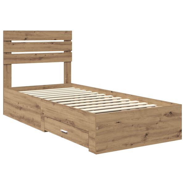 vidaXL Bed Frame with Drawer with Headboard Manual Engineered Wood