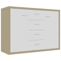 vidaXL Sideboard White and Sonoma Oak 88x30x65 cm Engineered Wood