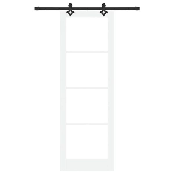 vidaXL Sliding Door White 78 x 232 cm Solid Pine Wood and Glass