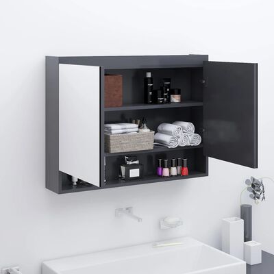 vidaXL Bathroom Mirror Cabinet 80x15x60 cm MDF Grey