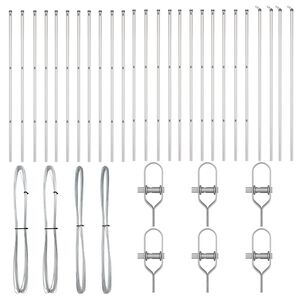 vidaXL Embedded Fence Post 26 pcs Silver Powder-Coated Steel