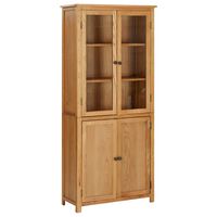 vidaXL Bookcase with 4 Doors 80x35x180 cm Solid Oak Wood and Glass