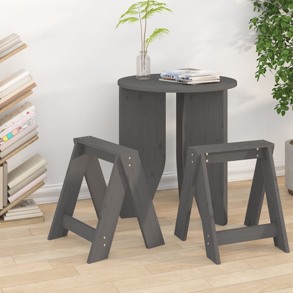 vidaXL Stools 2 pcs Grey 40x40x45 cm Solid Wood Pine