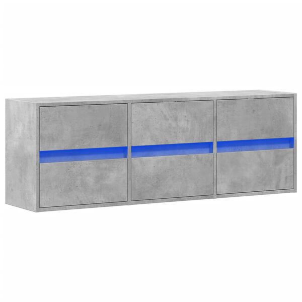 vidaXL TV Wall Cabinet with LED Lights Concrete Grey 130x31x45 cm