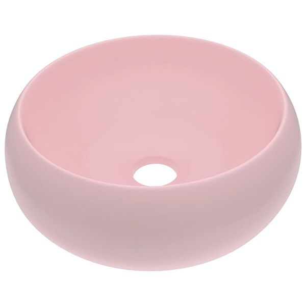 vidaXL Luxury Wash Basin Round Matt Pink 40x15 cm Ceramic