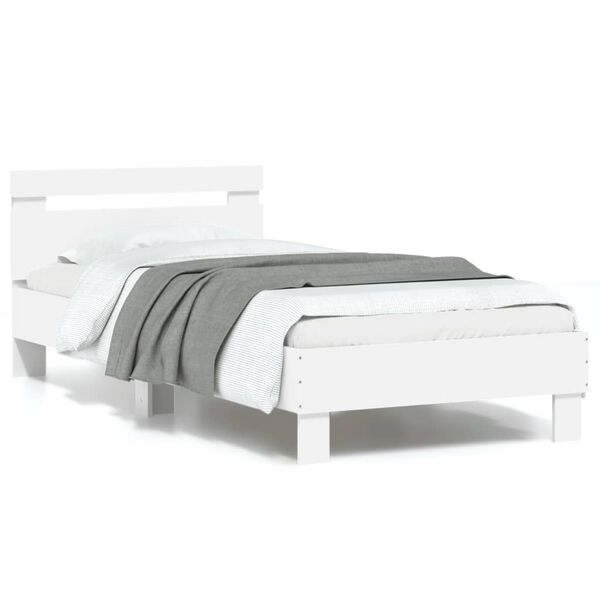 vidaXL Bed Frame without Mattress with LED Lights White 90x190 cm Single