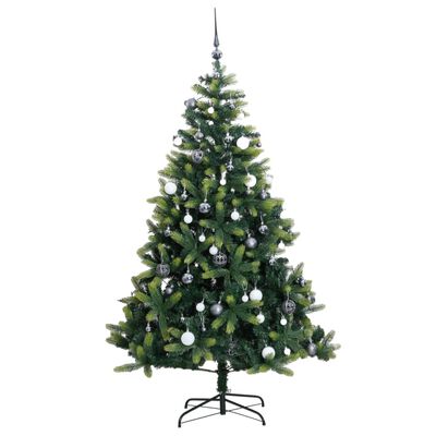 vidaXL Artificial Hinged Christmas Tree 150 LEDs & Ball Set 150 cm