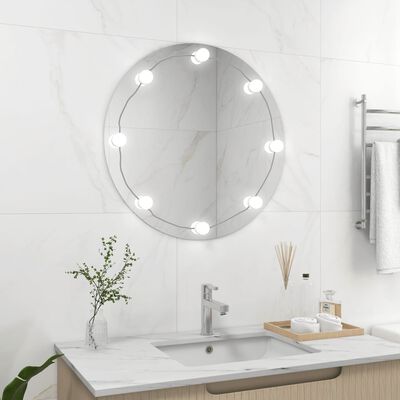 vidaXL Wall Mirror with LED Lights Round Glass