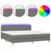 vidaXL Box Spring Bed with Mattress&LED Dark Grey 200x200cm Fabric