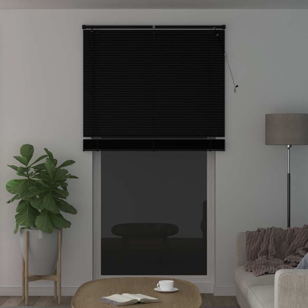 vidaXL Venetian Blind Manual Adjustable Black 213 x 120 cm PVC