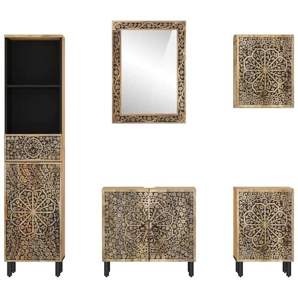 vidaXL 5 Piece Bathroom Furniture Set Solid Wood Mango