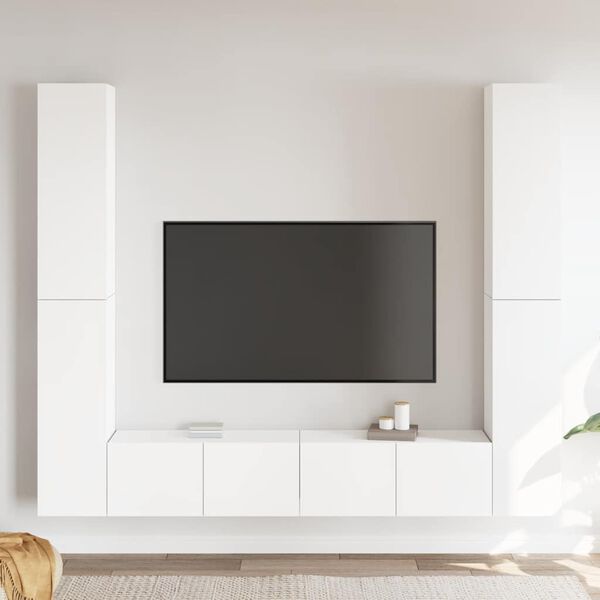 vidaXL 6 Piece TV Cabinet Set White Engineered Wood